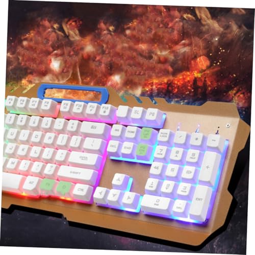 HEMOTON 1 Satz kabelgebundene Tastatur mit Hintergrundbeleuchtung mechanische Tastatur Computertastaturen Computermaus Gaming-Tasten Bequeme Maus USB Klaviatur Knopf t21 Weiß Bild 2