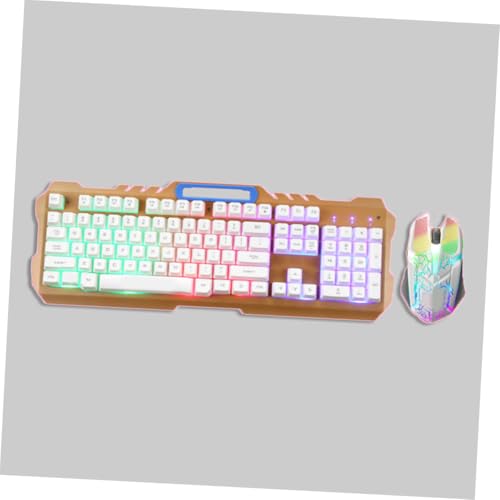 HEMOTON 1 Satz kabelgebundene Tastatur mit Hintergrundbeleuchtung mechanische Tastatur Computertastaturen Computermaus Gaming-Tasten Bequeme Maus USB Klaviatur Knopf t21 Weiß Bild 3