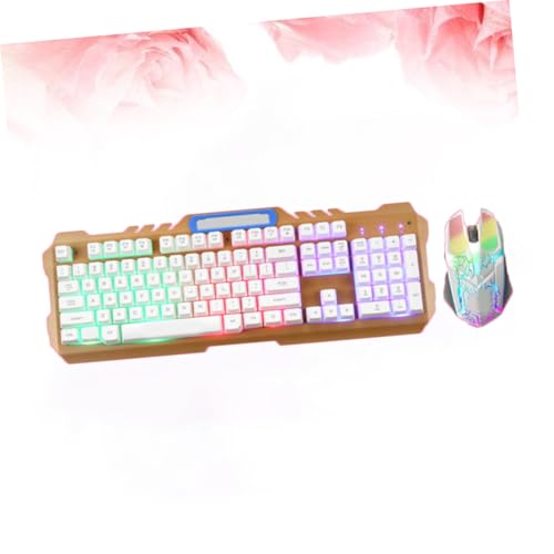 HEMOTON 1 Satz kabelgebundene Tastatur mit Hintergrundbeleuchtung mechanische Tastatur Computertastaturen Computermaus Gaming-Tasten Bequeme Maus USB Klaviatur Knopf t21 Weiß Bild 4
