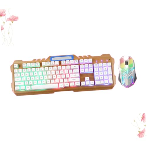HEMOTON 1 Satz kabelgebundene Tastatur mit Hintergrundbeleuchtung mechanische Tastatur Computertastaturen Computermaus Gaming-Tasten Bequeme Maus USB Klaviatur Knopf t21 Weiß Bild 5