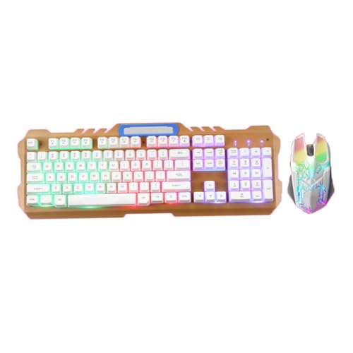 HEMOTON 1 Satz kabelgebundene Tastatur mit Hintergrundbeleuchtung mechanische Tastatur Computertastaturen Computermaus Gaming-Tasten Bequeme Maus USB Klaviatur Knopf t21 Weiß Bild 6