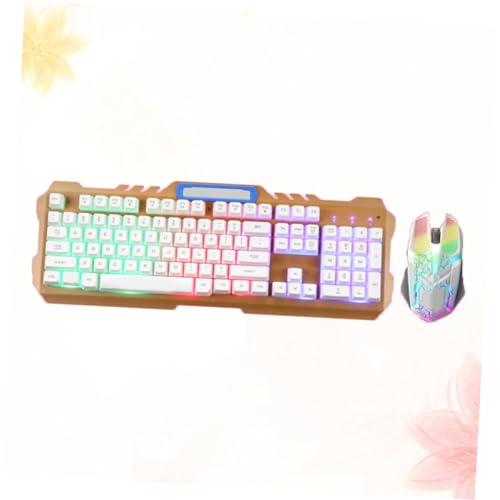 HEMOTON 1 Satz kabelgebundene Tastatur mit Hintergrundbeleuchtung mechanische Tastatur Computertastaturen Computermaus Gaming-Tasten Bequeme Maus USB Klaviatur Knopf t21 Weiß Bild 7