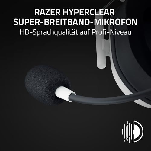 Razer BlackShark V2 Hyperspeed für PC - Kabelloses E-Sport Gaming-Headset Ultra leicht mit 280g (Super-Breitband-Mikrofon, Triforce Titanium 50mm Treiber, Schallisolierender Schaumstoff) Weiß Bild 3