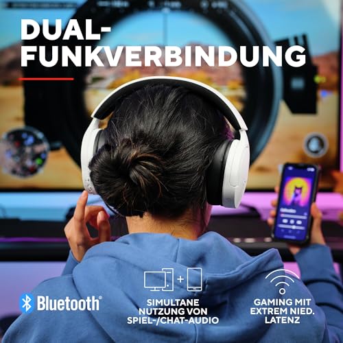 Trust Gaming GXT 491W Fayzo Gaming Headset Bluetooth + 2.4 GHz, 7.1 Surround Sound, 22H Akkulaufzeit, 35% Recyclingkunststoff RGB Over-Ear Kopfhörer Kabellos Bluetooth PC PS5 PS4 Switch, Weiß Bild 3