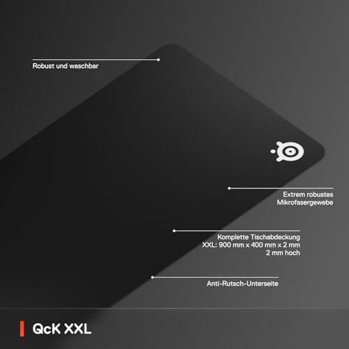 SteelSeries QcK Gaming Mauspad - XXL Stoff - Erstklassiges Tracking und Stabilität - E-Sports-Mousepad - Anti-Rutsch-Unterseite - Komplette Tischabdeckung Bild 2
