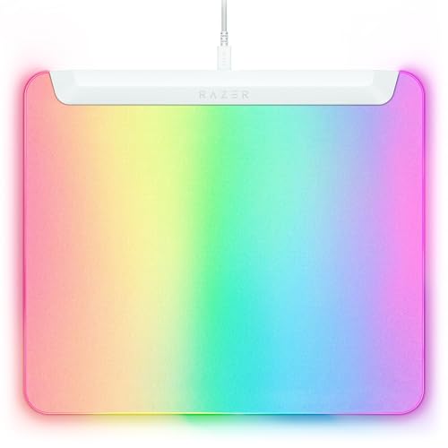 Razer Firefly V2 Pro - RGB-hintergrundbeleuchtete Gaming-Mausmatte - integrierter USB-Anschluss (15-Zonen-LED-Beleuchtung, mikrogeätzte Oberfläche für optimales Tracking, USB-C Kabel) Weiß Bild 1