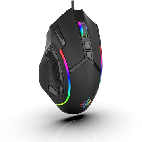 İnca IMG-351 Gaming Maus kabelgebunden – RGB Maus mit 12 800 DPI, 12 programmierbaren Tasten, ergonomischem Design – Gaming-Maus für PC und Laptop Schwarz Bild 1