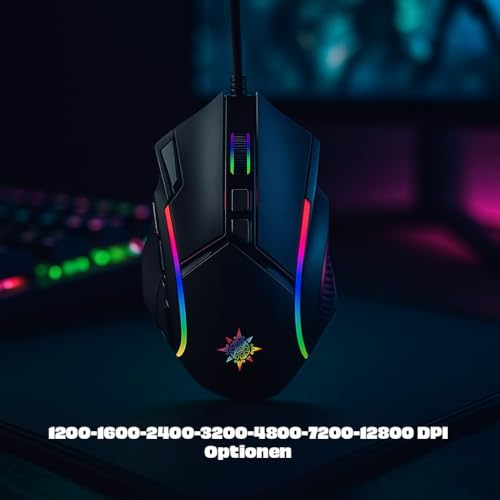 İnca IMG-351 Gaming Maus kabelgebunden – RGB Maus mit 12 800 DPI, 12 programmierbaren Tasten, ergonomischem Design – Gaming-Maus für PC und Laptop Schwarz Bild 2