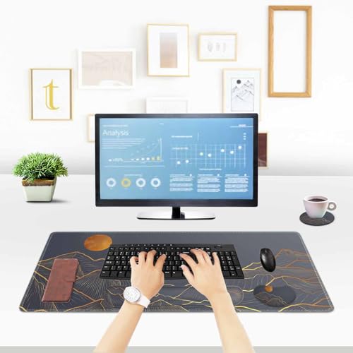 ToLuLu Erweitertes Gaming-Mauspad, Memory-Schaum ergonomische Tastatur-Maus-Handgelenkstütze-Set, große Schreibtischunterlage mit genähten Kanten, rutschfestes Basis-Mauspad für Heimbüro und Spiele Bild 4