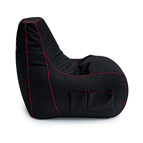 Game Over Video Spiele sitzsack - sitzsack Erwachsene, Indoor Outdoor Bean Bag, sitzsack Sessel für Gaming Room, Headset Halter & Seitentaschen für Controller,Gaming Sessel (Elektrisches Karminrot) Bild 5