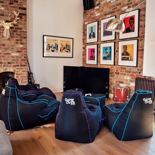 Game Over Video Spiele sitzsack - sitzsack Erwachsene, Indoor Outdoor Bean Bag, sitzsack Sessel für Gaming Room, Headset Halter & Seitentaschen für Controller,Gaming Sessel (Kosmischer Rauch) Bild 2