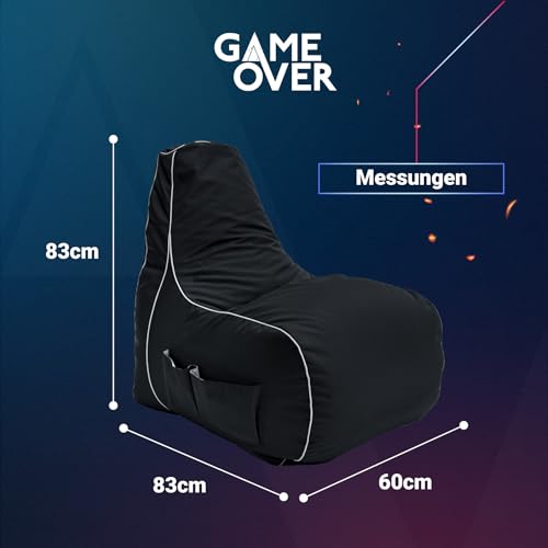 Game Over Video Spiele sitzsack - sitzsack Erwachsene, Indoor Outdoor Bean Bag, sitzsack Sessel für Gaming Room, Headset Halter & Seitentaschen für Controller,Gaming Sessel (Kosmischer Rauch) Bild 3