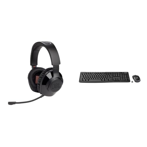 JBL Quantum 350 Over-Ear Gaming Headset – Schwarz & Logitech MK270 Kabelloses Set mit Tastatur und Maus für Windows Bild 1