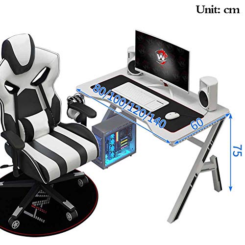 KANBUN Professioneller Gaming-Computertisch, ergonomisch stabil und komfortabel, multifunktionaler Schreibtisch, praktischer Headset-Haken, Desktop-Computertisch, weiß, 100 x 60 x 75 cm Bild 2