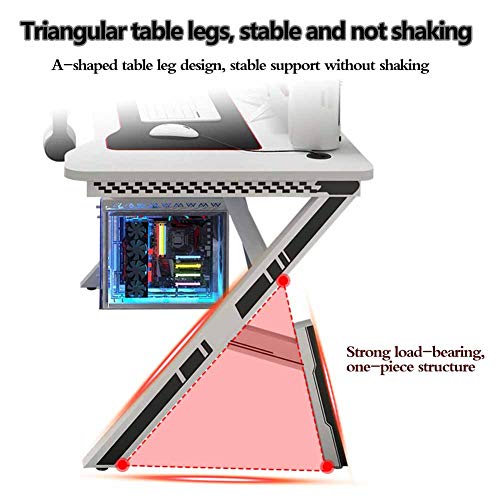 KANBUN Professioneller Gaming-Computertisch, ergonomisch stabil und komfortabel, multifunktionaler Schreibtisch, praktischer Headset-Haken, Desktop-Computertisch, weiß, 100 x 60 x 75 cm Bild 4