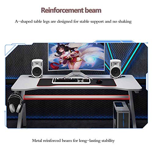 KANBUN Professioneller Gaming-Computertisch, ergonomisch stabil und komfortabel, multifunktionaler Schreibtisch, praktischer Headset-Haken, Desktop-Computertisch, weiß, 100 x 60 x 75 cm Bild 7