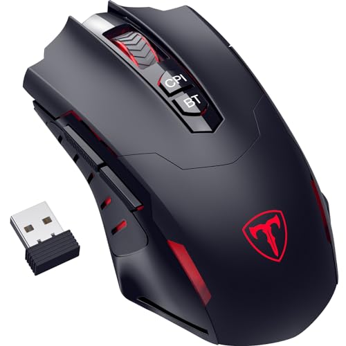 RisoPhy Gaming Maus Kabellos, Gaming Mouse Wireless mit 7 Programmierbare Tasten und 5 Einstellbare DPI (800-8000) 2.4G/Bluetooth, RGB-Beleuchtung Computer Maus, Ergonomische Maus für PC/Mac Gamer Bild 1