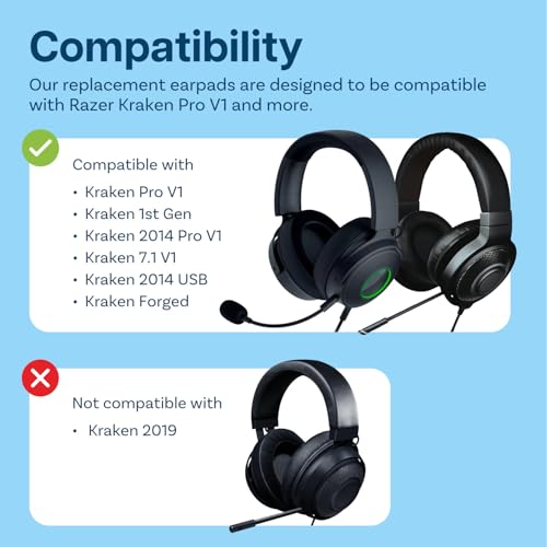MMOBIEL Ersatz Ohrpolster für Razer Kraken Pro V1 Kopfhörer Protein PU Kopfhörer Ohrpolster – Ersatzpolster - Schwarz Bild 3
