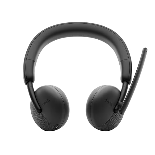 Dell WL3024 Kabelloses Headset, Kunstleder-Kopfbügel, integriertes AI-basiertes Mikrofon mit Geräuschunterdrückung, Galgenmikrofon, Schwarz Bild 2