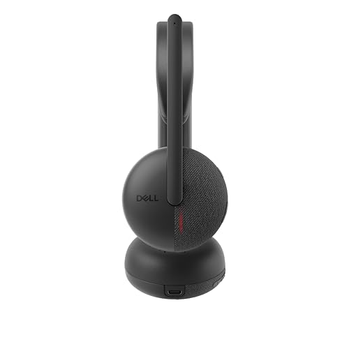 Dell WL3024 Kabelloses Headset, Kunstleder-Kopfbügel, integriertes AI-basiertes Mikrofon mit Geräuschunterdrückung, Galgenmikrofon, Schwarz Bild 4