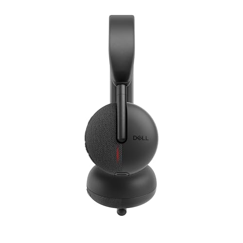 Dell WL3024 Kabelloses Headset, Kunstleder-Kopfbügel, integriertes AI-basiertes Mikrofon mit Geräuschunterdrückung, Galgenmikrofon, Schwarz Bild 5