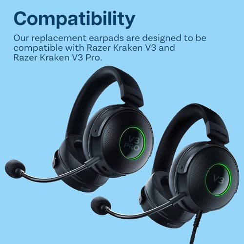 Ersatz Ohrpolster für Razer Kraken V3 / Razer Kraken V3 Pro Gaming Kopfhörer von MMOBIEL - Kühlende Gel Kopfhörer Ohrpolster – Kopfhörer Ersatzpolster - Schwarz Bild 4