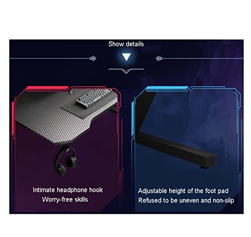 Gaming-Schreibtisch, großer Computertisch, ergonomischer Gaming-Schreibtisch für PC, Z-förmiger Computer-Arbeitsplatz, Getränkehalter, Headset-Haken mit robustem Metall, L 140 cm Bild 7