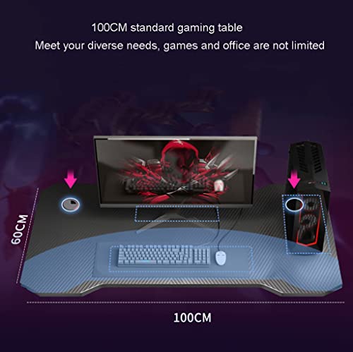 Ergonomischer PC-Computertisch, Z-förmiger Gaming-Tisch, Gamer-Workstation mit großem Mauspad-Getränkehalter, Headset-Haken mit robustem Computertisch aus Metall und Holz, L 140 cm Bild 6