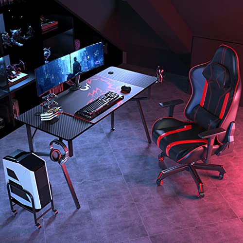Einfacher Gaming-Schreibtisch, R-förmiger Gamer-Arbeitsplatz, Getränkehalter, Headset-Haken – robuster Computertisch aus Metall und Holz für PC, großer Computertisch für Zuhause und Büro, L Bild 3