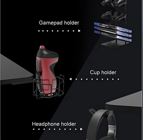 Einfacher Gaming-Schreibtisch, R-förmiger Gamer-Arbeitsplatz, Getränkehalter, Headset-Haken – robuster Computertisch aus Metall und Holz für PC, großer Computertisch für Zuhause und Büro, L Bild 5