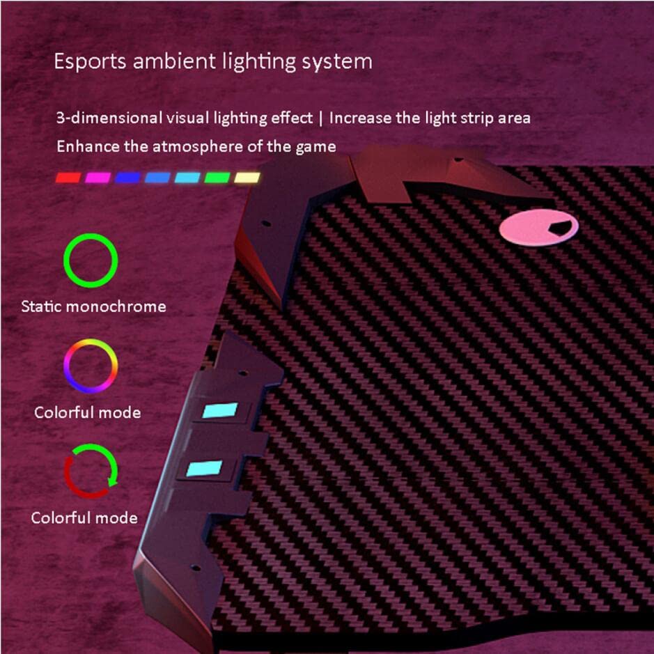 Bestier Gaming-Schreibtisch mit LED-Leuchten, Z-förmiger Gaming-Tisch, Gamer-Workstation mit großem Mauspad-Becherhalter, Headset-Haken – Stabiler Computertisch aus Metall und Holz, L 80 cm Bild 2