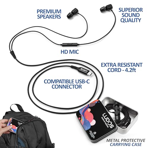 LUDOS Ultra USB C Kopfhörer, 5 Jahre Garantie für iPhone 17 16 15 Pro Max Plus Samsung Galaxy S24 S23 Ultra S22 S21 FE S20 A53 A54, USB Typ C Ohrhörer mit Mikrofon In-Ear mit Kabel für iPad Pro 2022 Bild 3