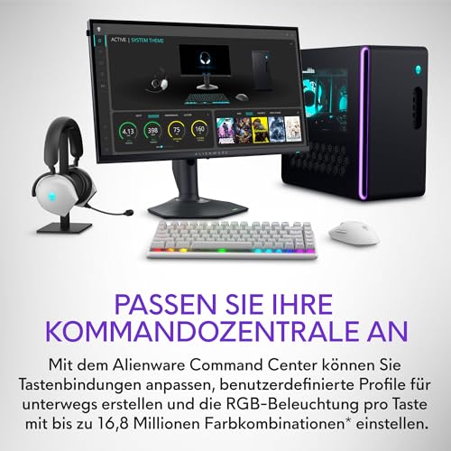 Alienware Pro Wireless-Gamingtastatur – 75 % Formfaktor, Lineare mechanische Alienware Switches, Tri-Mode 2.4 GHz Bluetooth USB, AlienFX RGB, US QWERTY Layout, Lunar Light Bild 6