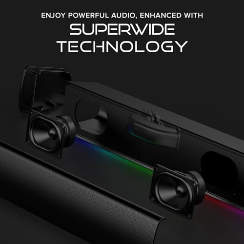 Sound Blaster GS3 Kompakte Gaming-Soundbar mit RGB- und SuperWide-Technologie, Stromversorgung über USB, Bluetooth 5.4, Kopfhörerausgang, für PC und Mac Bild 5