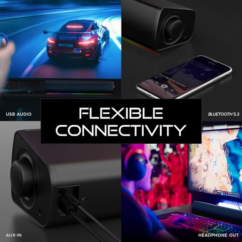 Sound Blaster GS3 Kompakte Gaming-Soundbar mit RGB- und SuperWide-Technologie, Stromversorgung über USB, Bluetooth 5.4, Kopfhörerausgang, für PC und Mac Bild 6