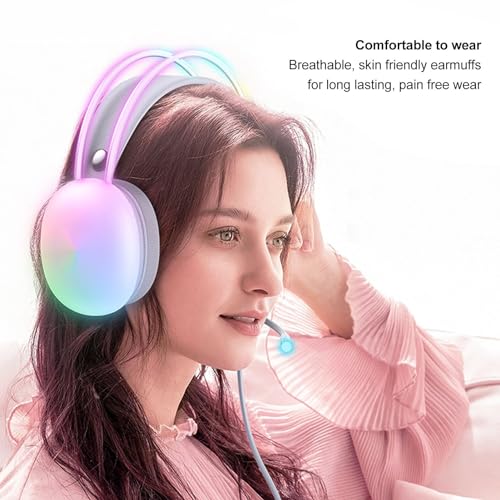 Gaming Headset, Kabelgebundenes RGB Gaming Headset mit Rauschunterdrückungsmikrofon, Ergonomische HiFi Stereo Over Ear Kopfhörer für PS5 für One für Switch für PC Bild 2