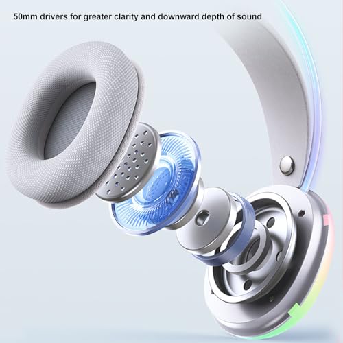 Gaming Headset, Kabelgebundenes RGB Gaming Headset mit Rauschunterdrückungsmikrofon, Ergonomische HiFi Stereo Over Ear Kopfhörer für PS5 für One für Switch für PC Bild 3