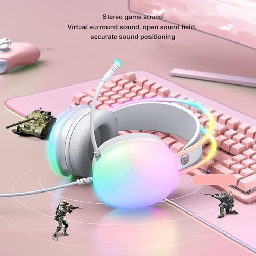 Gaming Headset, Kabelgebundenes RGB Gaming Headset mit Rauschunterdrückungsmikrofon, Ergonomische HiFi Stereo Over Ear Kopfhörer für PS5 für One für Switch für PC Bild 5