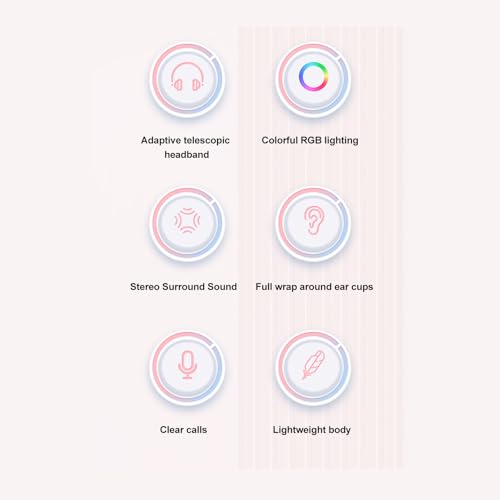 Gaming Headset, Kabelgebundenes RGB Gaming Headset mit Rauschunterdrückungsmikrofon, Ergonomische HiFi Stereo Over Ear Kopfhörer für PS5 für One für Switch für PC Bild 6