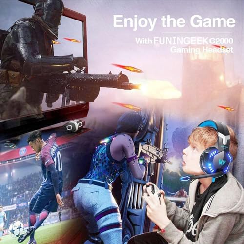 Laspi Gaming Headset für PS4 PC Xbox One, Professional Kopfhörer mit Mikrofon für Laptop/Mac/Tablet/Smartphone mit LED Licht 3.5mm Surround Sound Noise Cancelling Bild 4