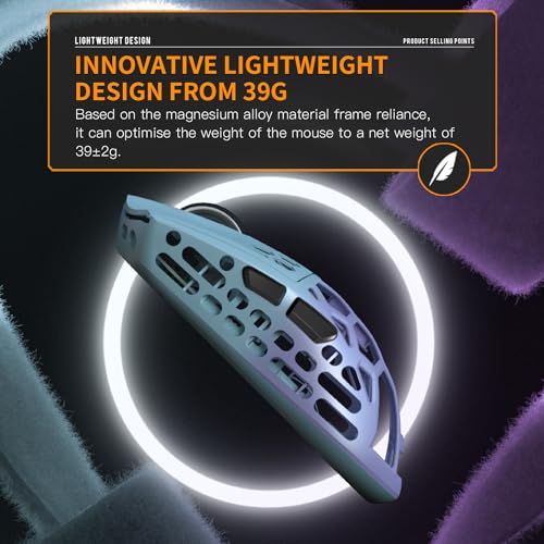 Darmoshark PAW3395 Kabellose Gaming-Maus, Tri-Mode, 4K/USB-C/Bluetooth-Maus, bis zu 26000 DPI, optischer Sensor, leicht, 42 g, 5 programmierbare Tasten, 500 mAh Akkulaufzeit, Computer-Maus für Laptop, Bild 7