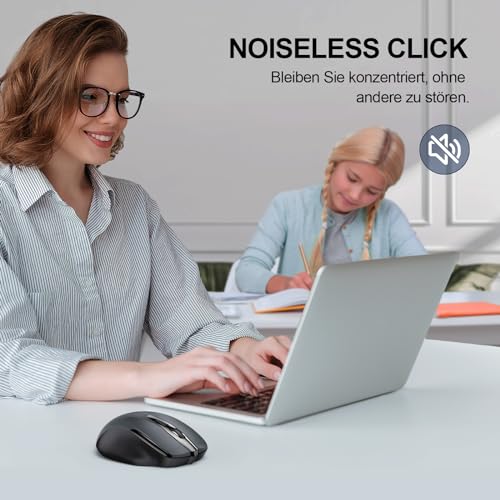 TECKNET Bluetooth Maus, 4800 DPI Kabellos Ergonomische Maus (Tri-Modi: BT 5.0/3.0+2.4G), 30 Monate Batterielaufzeit, Leise Funkmaus für Laptop PC Computer, Windows, Mac OS, Android Bild 4