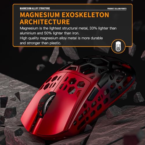 Darmoshark PAW3395 Kabellose Gaming-Maus, Tri-Mode, 4K/USB-C/Bluetooth-Maus bis zu 26000 DPI, optischer Sensor, leicht, 42 g, 5 programmierbare Tasten, 500 mAh Akkulaufzeit, Computer-Maus für Laptop, Bild 4