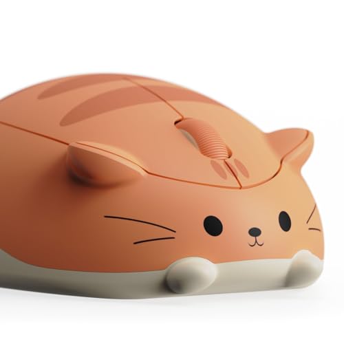 Akko Wireless Gaming Mouse Cat Theme,3200DPI Optical Cute Mouse, Tri-Mode-Mäuse Bluetooth 3.0/5.0/2.4G USB A-Empfänger, leiser klick, niedliche Mäuse in Katzenform für Laptop/Desktop/PC (Orange Kate) Bild 1