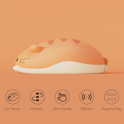 Akko Wireless Gaming Mouse Cat Theme,3200DPI Optical Cute Mouse, Tri-Mode-Mäuse Bluetooth 3.0/5.0/2.4G USB A-Empfänger, leiser klick, niedliche Mäuse in Katzenform für Laptop/Desktop/PC (Orange Kate) Bild 3