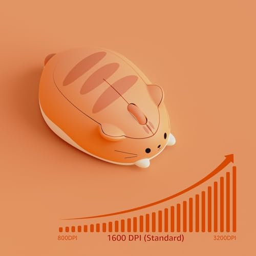 Akko Wireless Gaming Mouse Cat Theme,3200DPI Optical Cute Mouse, Tri-Mode-Mäuse Bluetooth 3.0/5.0/2.4G USB A-Empfänger, leiser klick, niedliche Mäuse in Katzenform für Laptop/Desktop/PC (Orange Kate) Bild 5