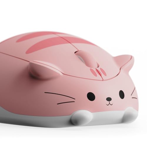Akko Niedliche kabellose Maus mit Katzenmotiv, rosa Maus, Tri-Mode-Mäuse Bluetooth 3.0/5.0/2.4G USB-A-Empfänger, leiser klick, niedliche kabellose Cartoon-Mäuse für Laptop/Desktop/PC (Pink Angie) Bild 1