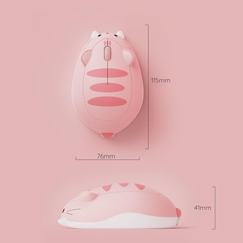 Akko Niedliche kabellose Maus mit Katzenmotiv, rosa Maus, Tri-Mode-Mäuse Bluetooth 3.0/5.0/2.4G USB-A-Empfänger, leiser klick, niedliche kabellose Cartoon-Mäuse für Laptop/Desktop/PC (Pink Angie) Bild 6