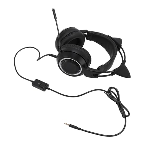 Jectse Katzenohren-Headset, Plug-and-Play, Selbstverstellbarer Kopfbügel, Stereo, Niedliches Gaming-Headset, 3,5-mm-Stecker für Spielekonsole für Mädchen (Black) Bild 7