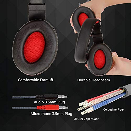 Komfortable, weiche Stoff-Ohrenschützer und verstellbares Gaming-Headset, Büro-Gaming-Headset mit Mikrofon, Surround-Sound, High-Fidelity-Stereo-Gaming-Headset, kompatibles Gaming-Headset (Schwarz B) Bild 4